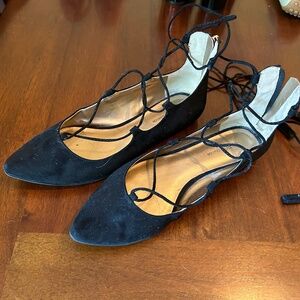Ankle Tie Suede Flats
